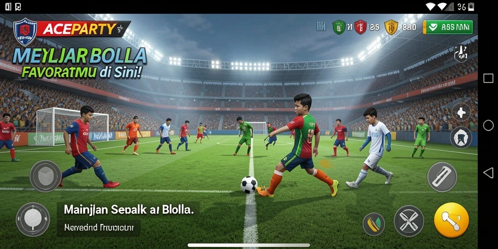 Tampilan seru gameplay sepak bola di ACEPARTY.
