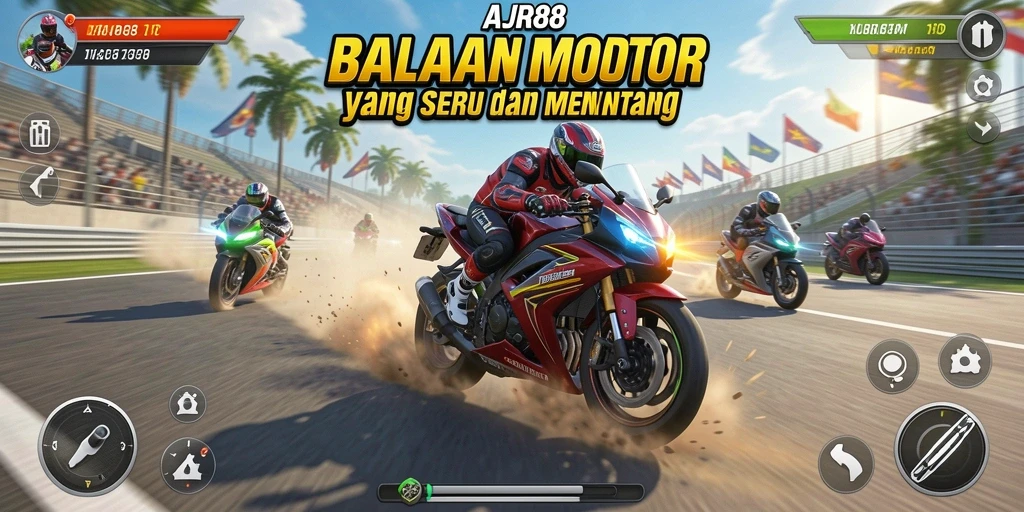 Tampilan menarik gameplay balapan motor yang mendebarkan.