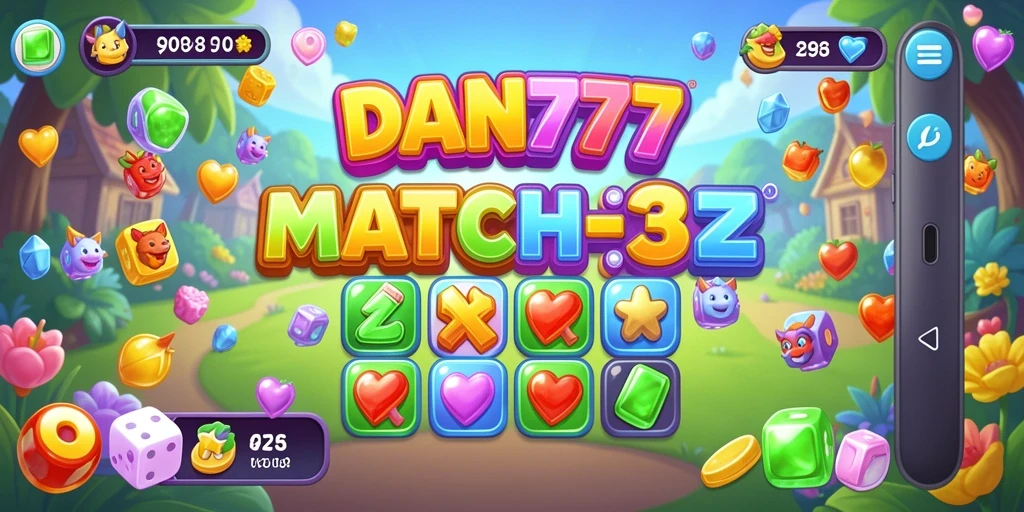 Tampilan screenshot utama DAN777 menampilkan keseruan gameplay Match-3.
