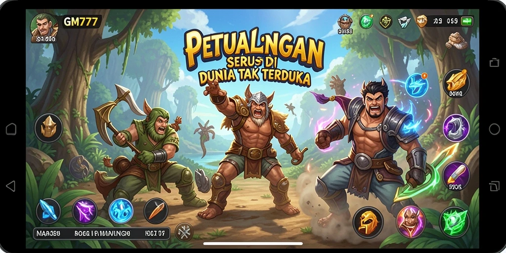 Tangkapan layar gameplay GM777 menampilkan aksi petualangan yang mendebarkan.