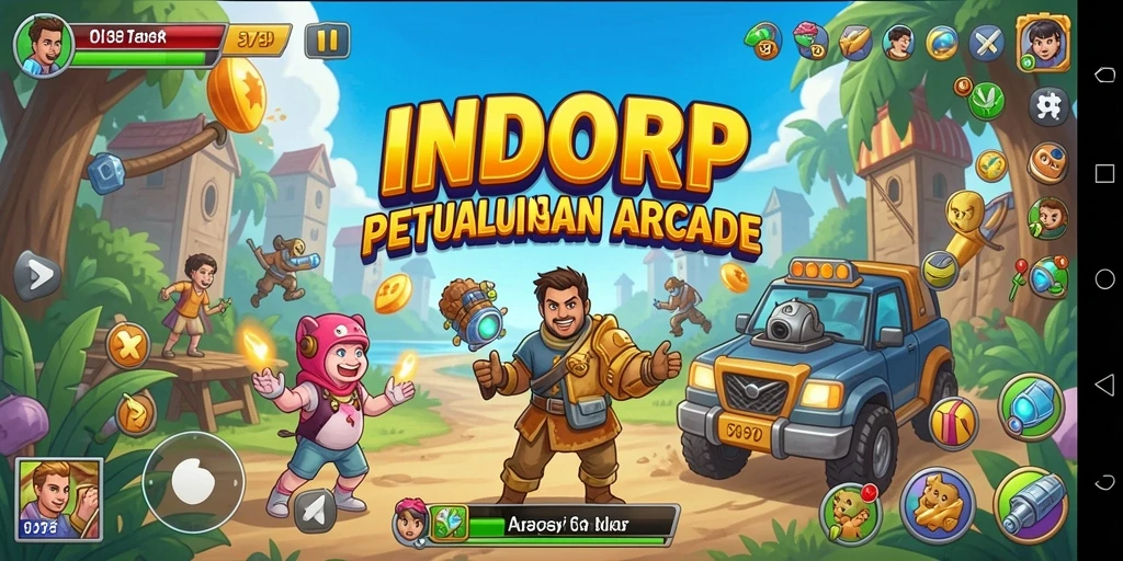 Tampilan screenshot utama INDORP dengan gameplay Arcade yang seru dan menantang.