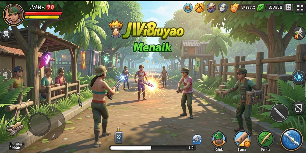 Tampilan gameplay JV88 yang menggambarkan suasana simulasi kehidupan.