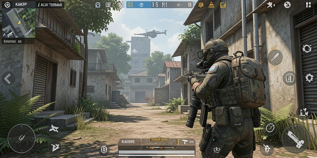 Gameplay KAKRP yang seru dan mendebarkan dalam mode FPS.