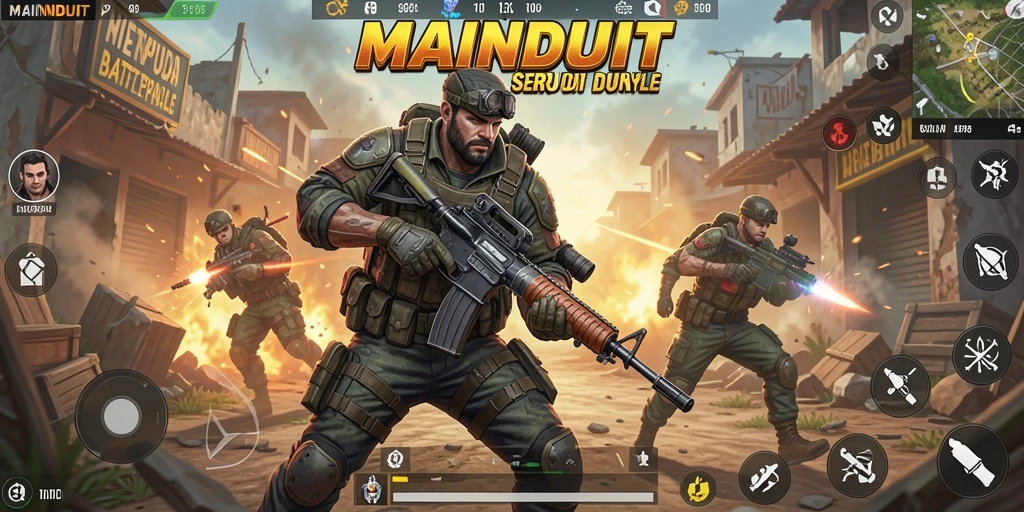 Tangkapan layar gameplay <strong>MAINDUIT</strong> menampilkan aksi Battle Royale yang memukau.