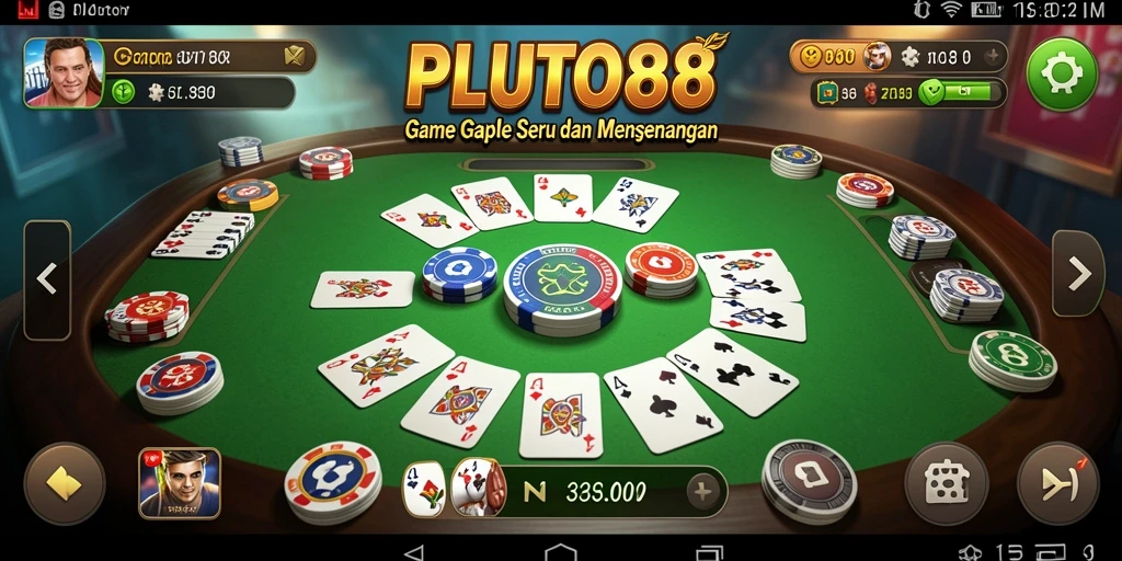 Screenshot gameplay PLUTO88 yang menampilkan keseruan bermain Gaple.