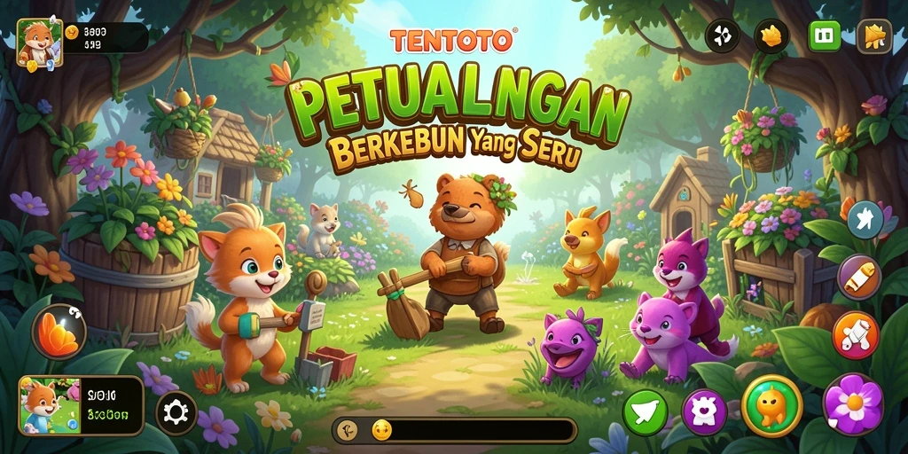 Tampilan gameplay TENTOTO yang menakjubkan saat berkebun.