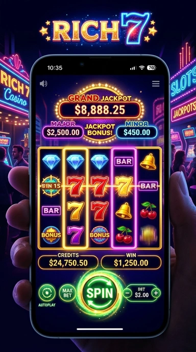 Halaman utama rich7 dengan berbagai aplikasi menarik.